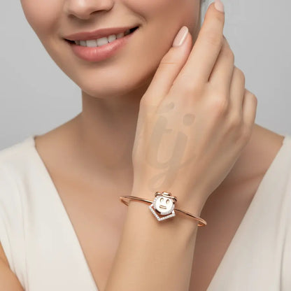 Playful Capped Smiley Gold Bangle
