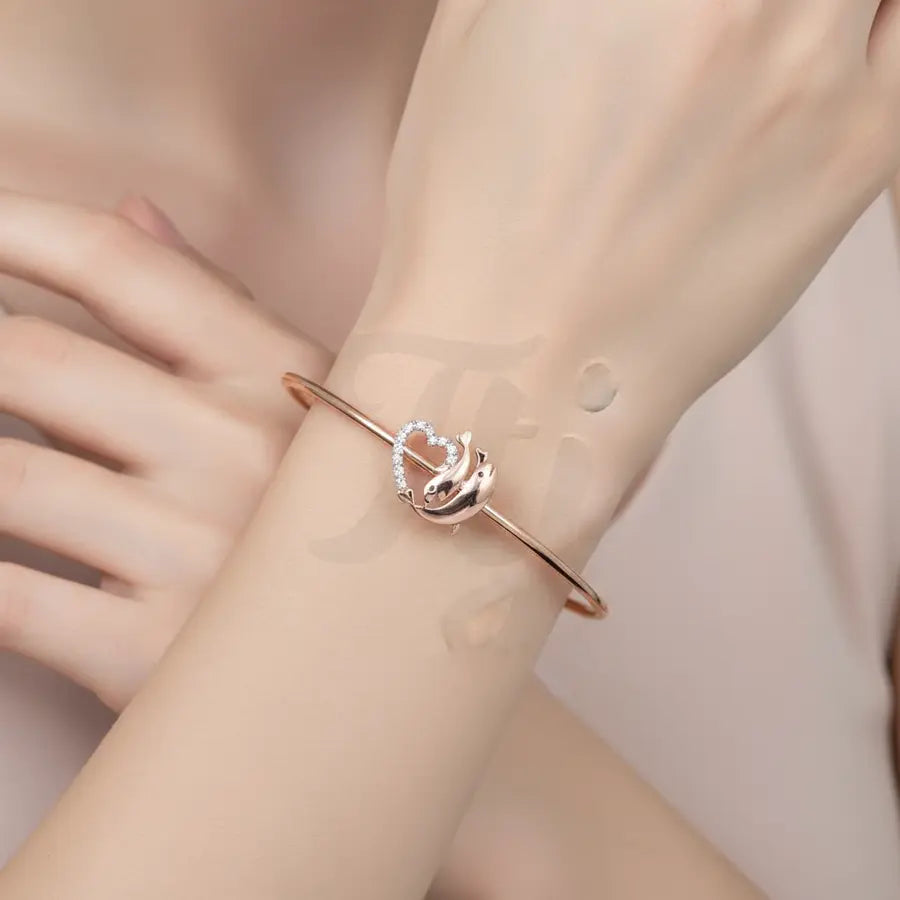 Dolphin Heart Whimsy Gold Bangle