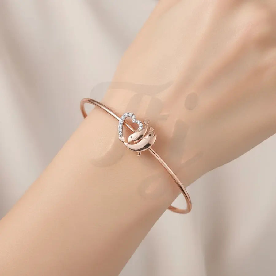Dolphin Heart Whimsy Gold Bangle