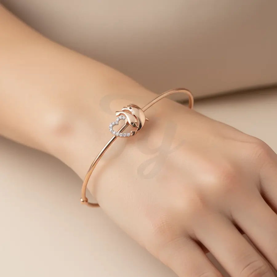 Dolphin Heart Whimsy Gold Bangle