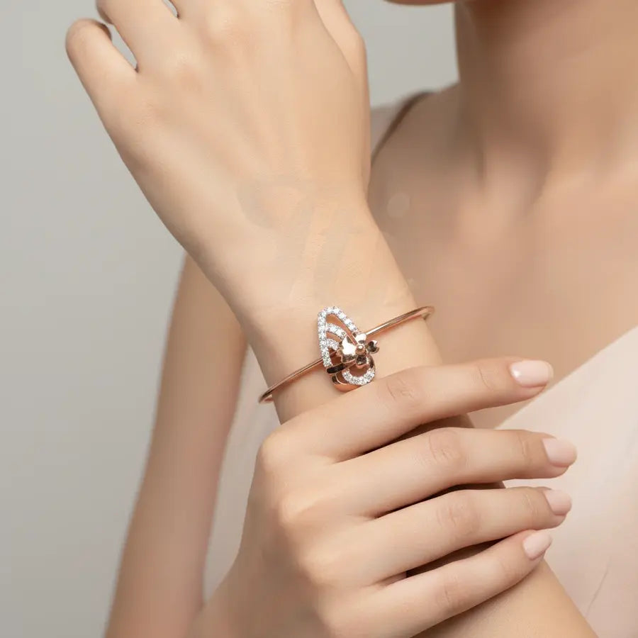 Artistic Floral Stones Gold Bangle
