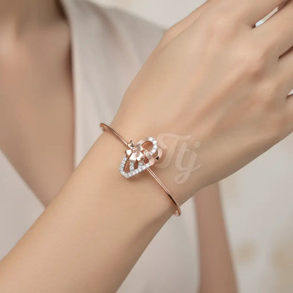 Artistic Floral Stones Gold Bangle