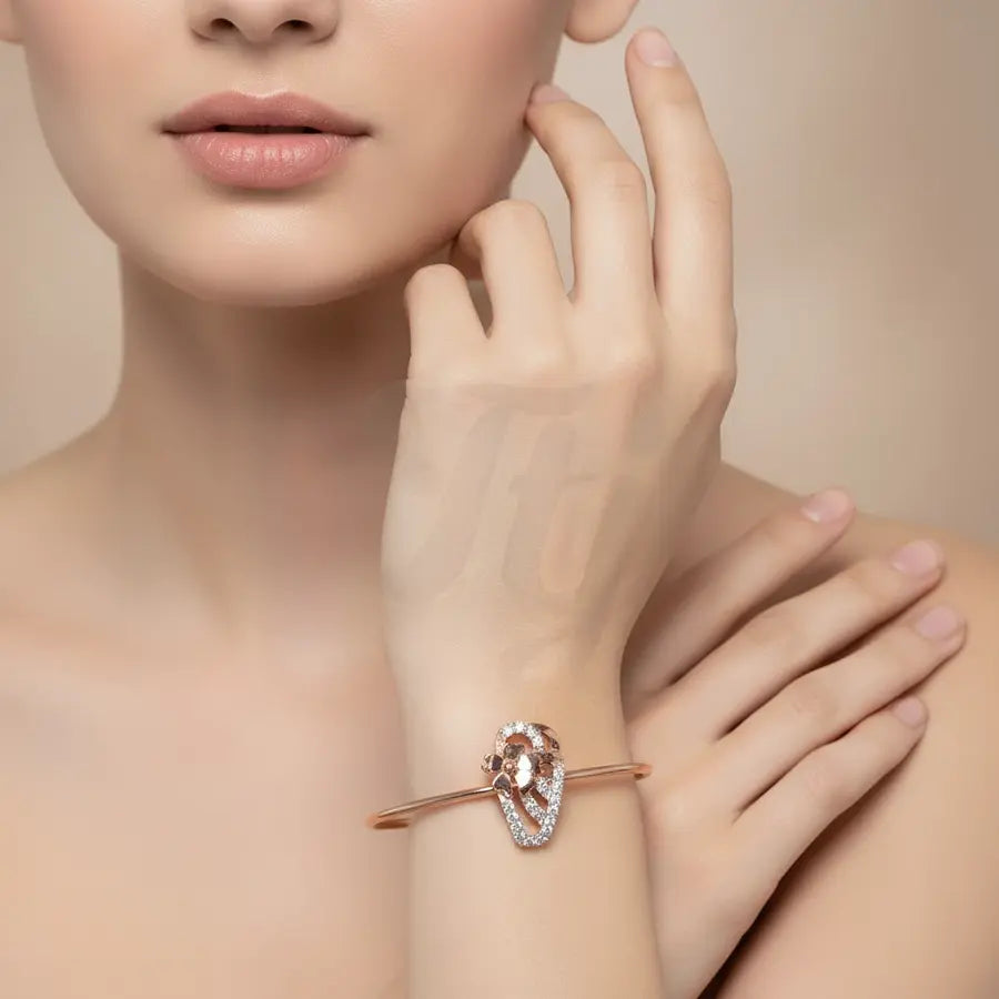 Artistic Floral Stones Gold Bangle