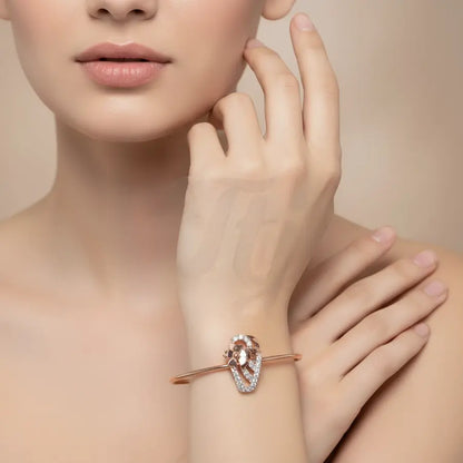 Artistic Floral Stones Gold Bangle