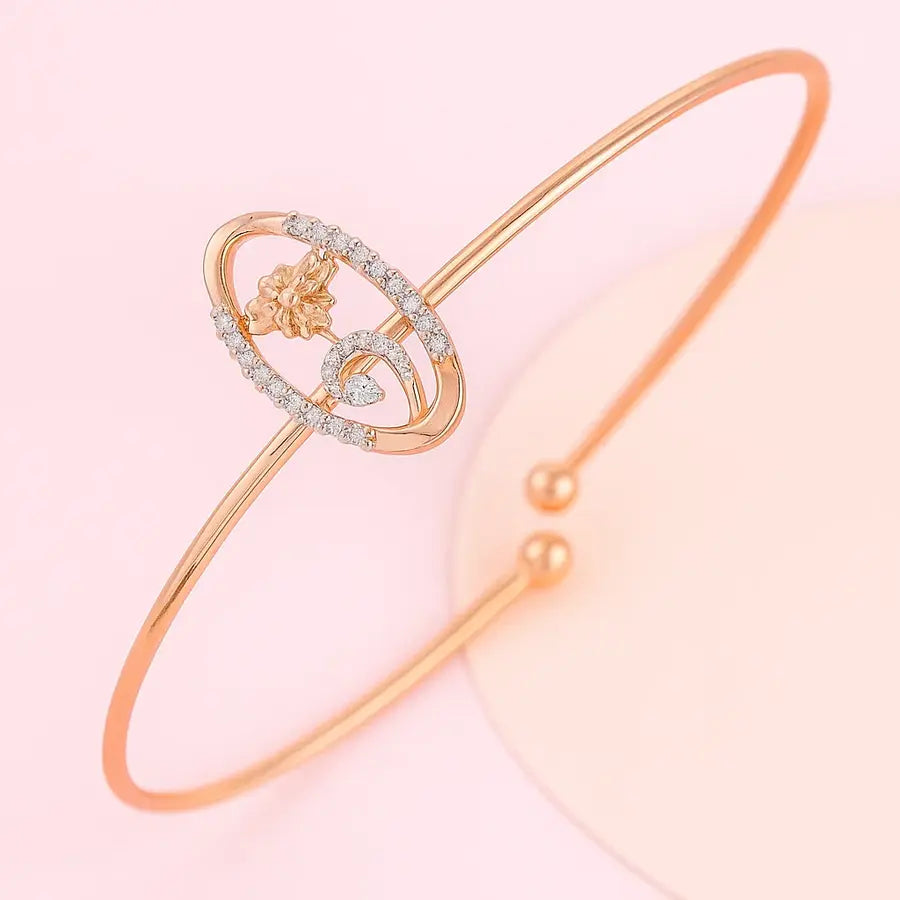 Flowing Floral Arc Gold Bangle