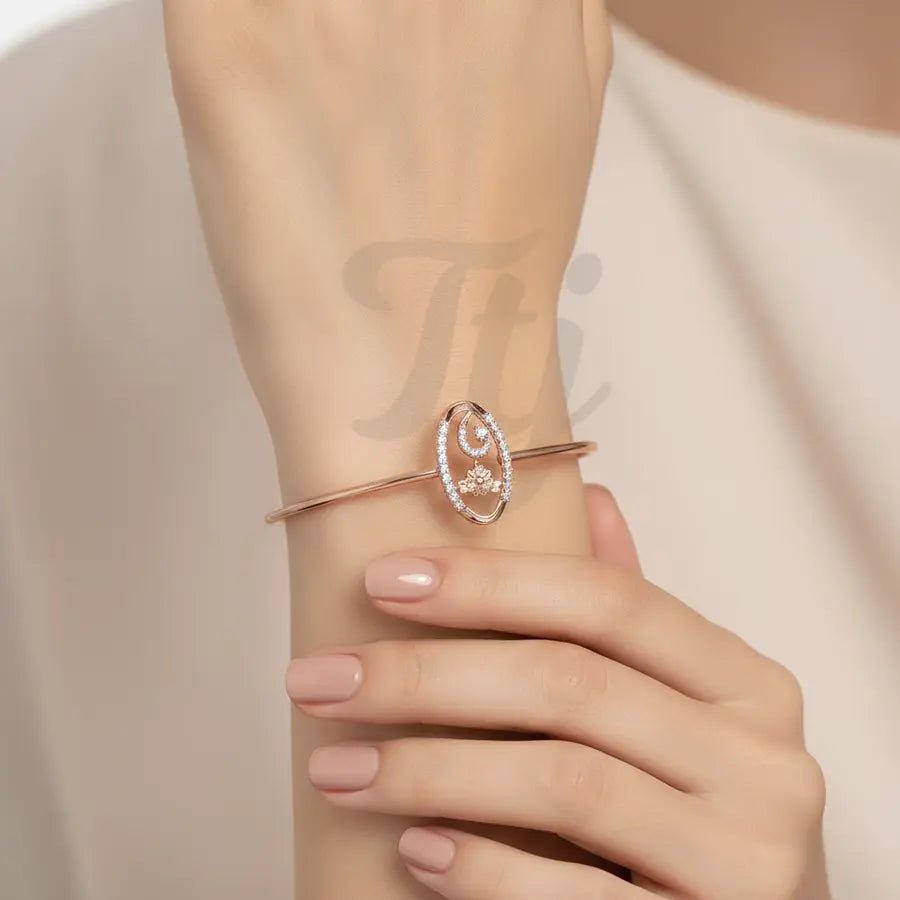 Flowing Floral Arc Gold Bangle