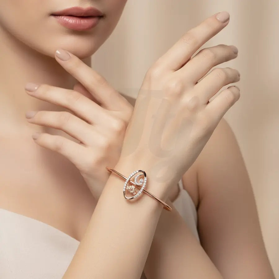 Flowing Floral Arc Gold Bangle