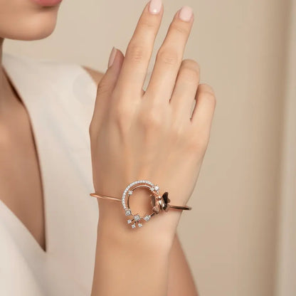 Arched Stones Butterfly Gold Bangle