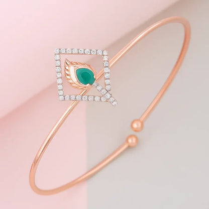 Emerald Feather Glow Gold Bangle