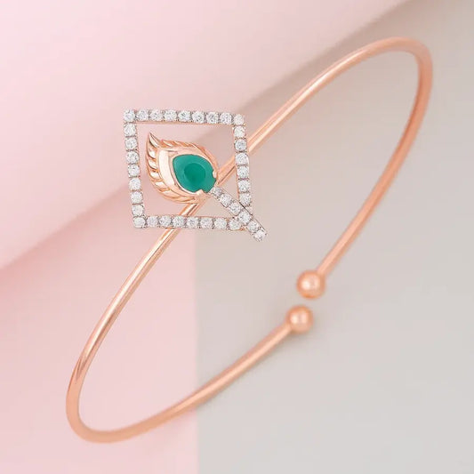 Emerald Feather Glow Gold Bangle