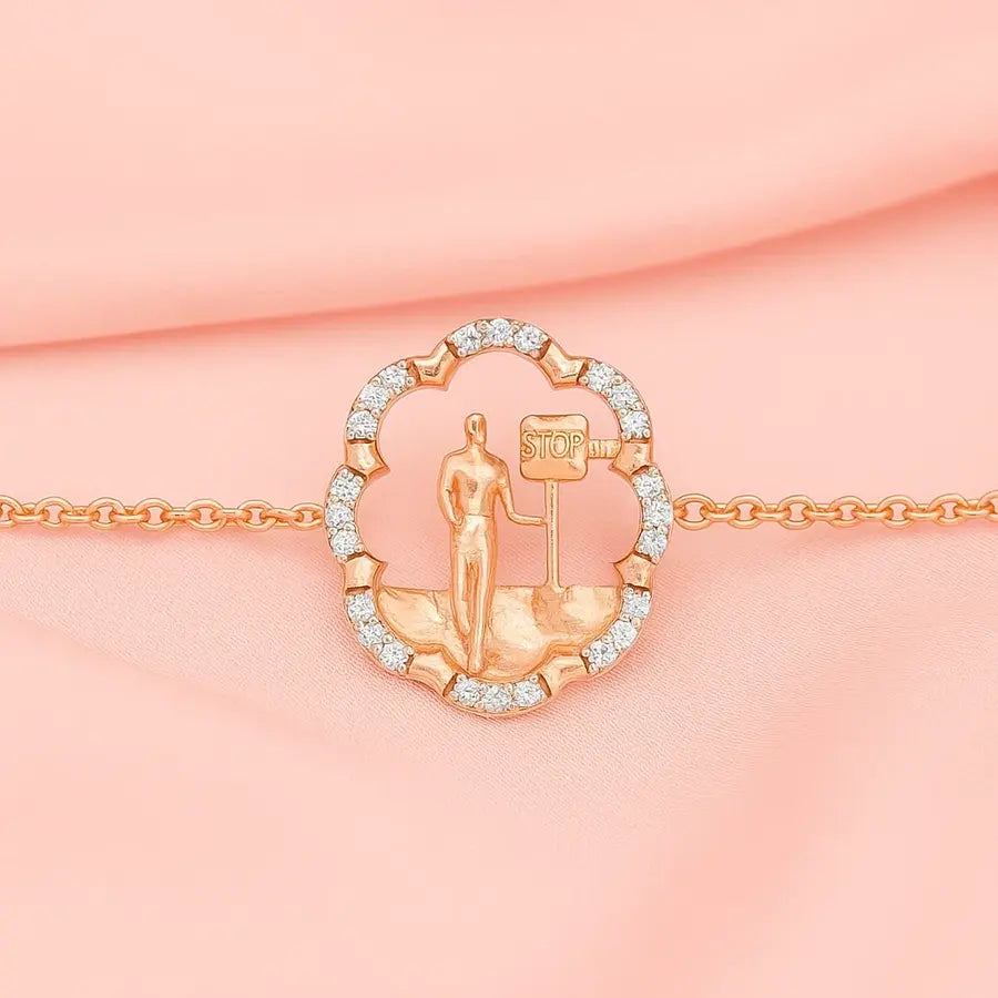 Waiting Crossing Signal Gold Bracelet