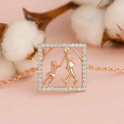 Mom Daughter Smile Gold Bracelet