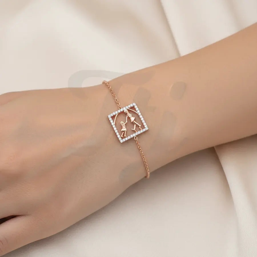 Mom Daughter Smile Gold Bracelet