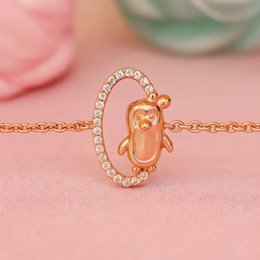 Happy Penguin Poses Gold Bracelet