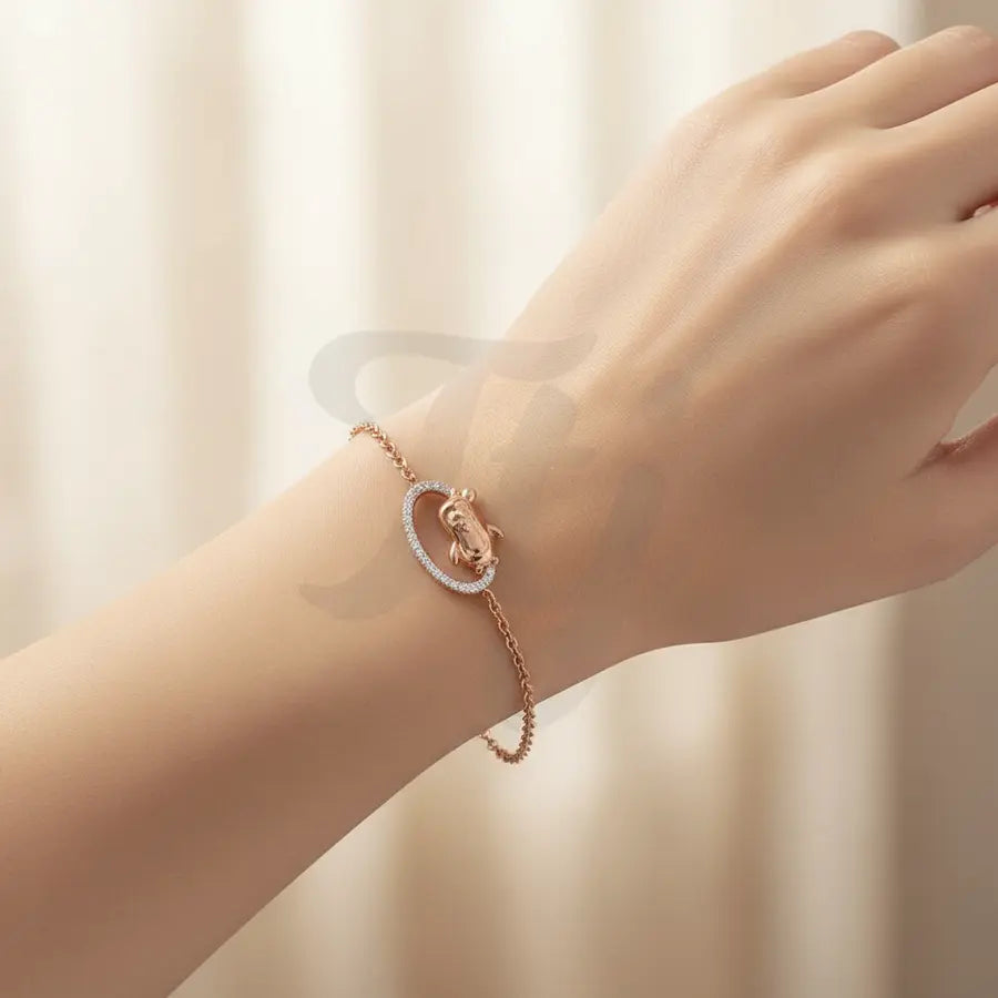Happy Penguin Poses Gold Bracelet
