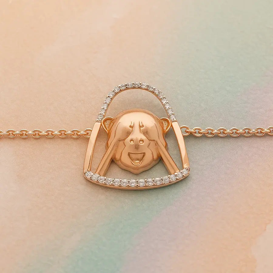 Shy Monkey Gesture Gold Bracelet