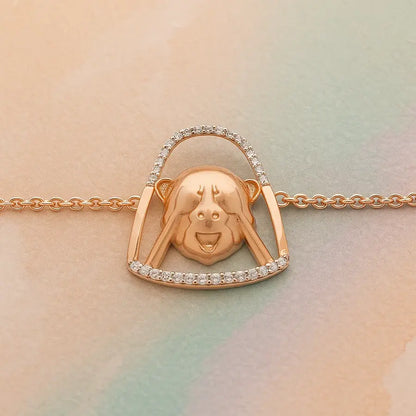 Shy Monkey Gesture Gold Bracelet