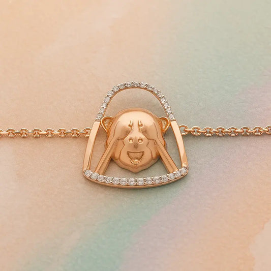 Shy Monkey Gesture Gold Bracelet