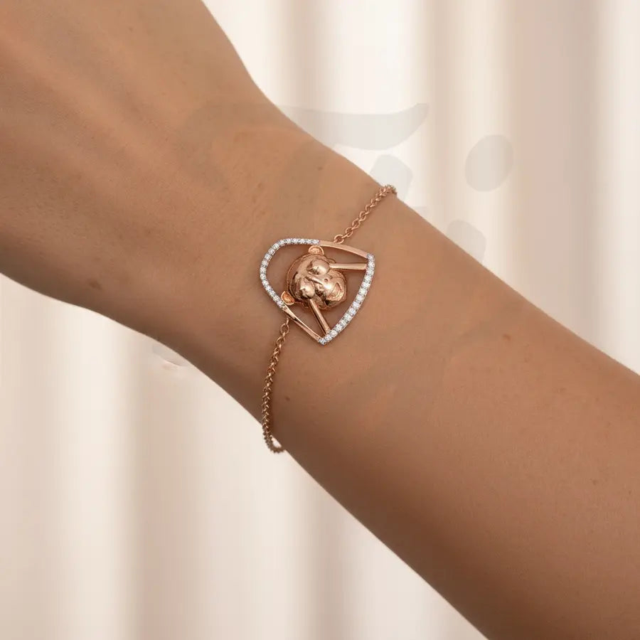 Shy Monkey Gesture Gold Bracelet