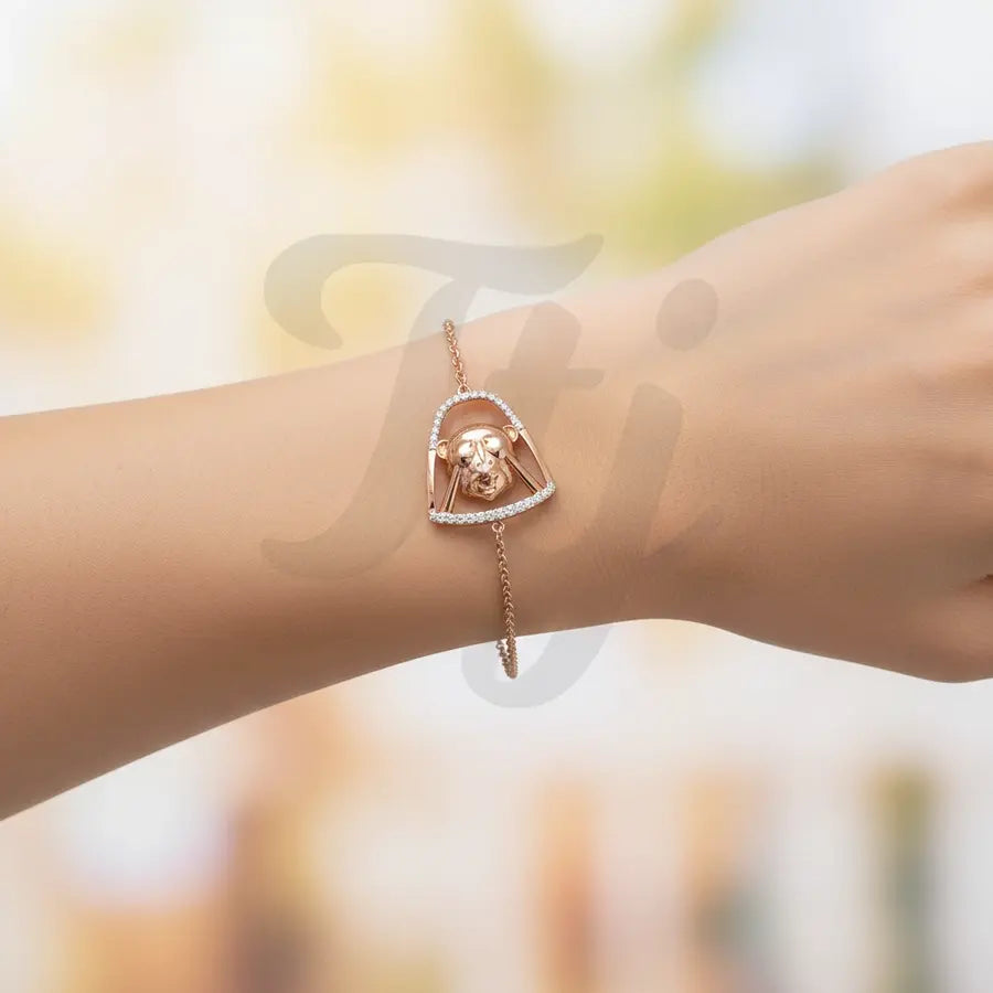 Shy Monkey Gesture Gold Bracelet