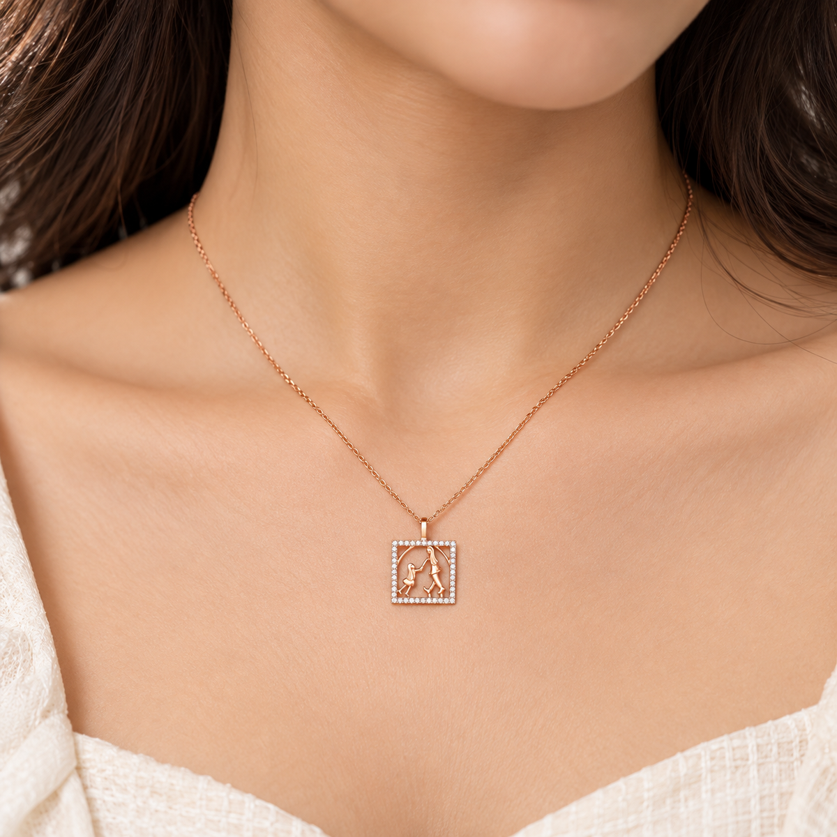 Holding Mom's Hand Gold Chain and Pendant