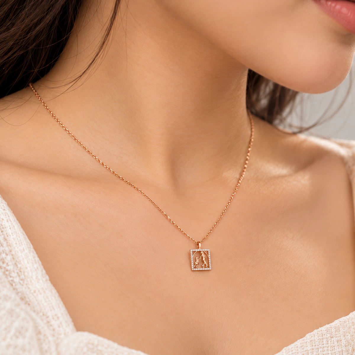 Holding Mom's Hand Gold Chain and Pendant