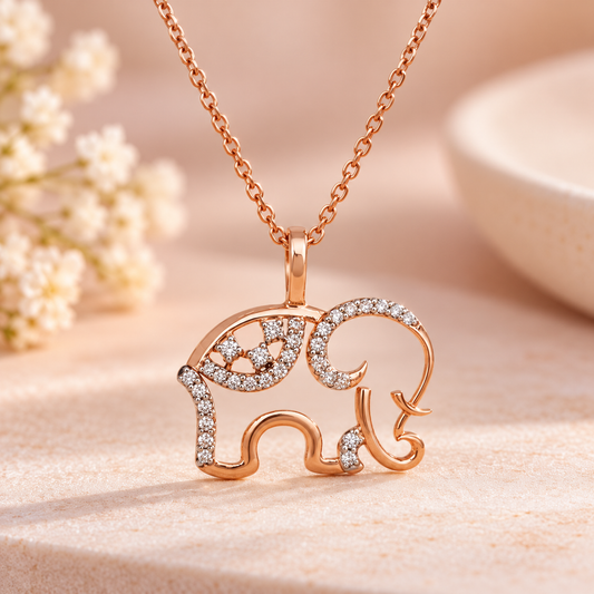 Gentle Elephant Love Gold Chain and Pendant