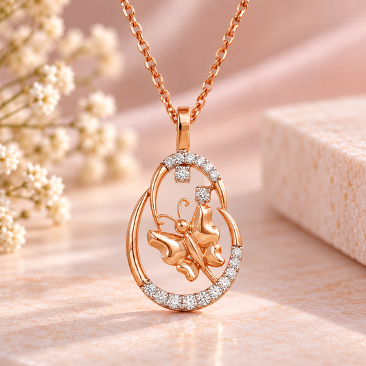 Butterfly Gold Chain and Pendant
