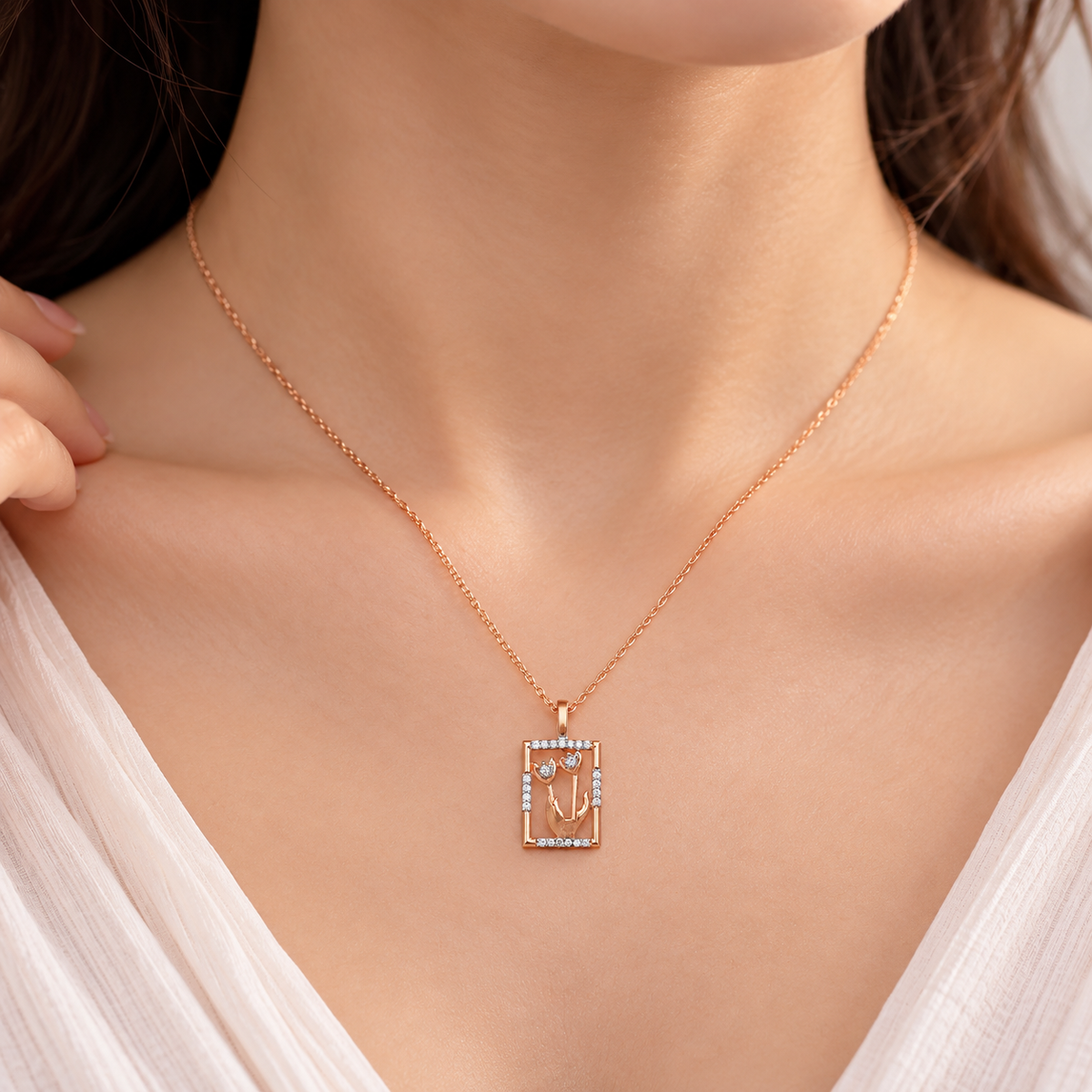 Fresh Flowers Touch Gold Chain and Pendant