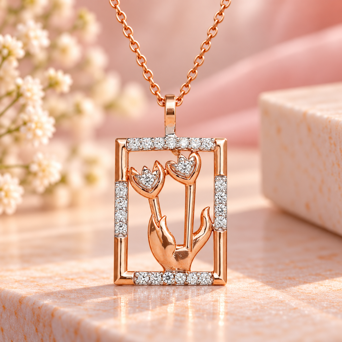 Fresh Flowers Touch Gold Chain and Pendant