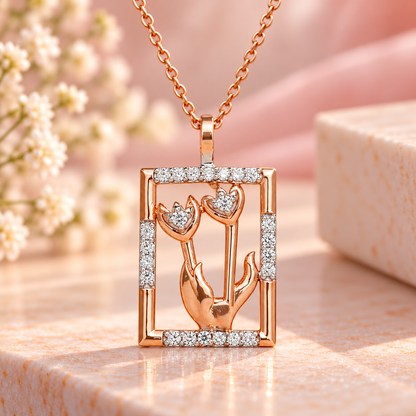 Fresh Flowers Touch Gold Chain and Pendant