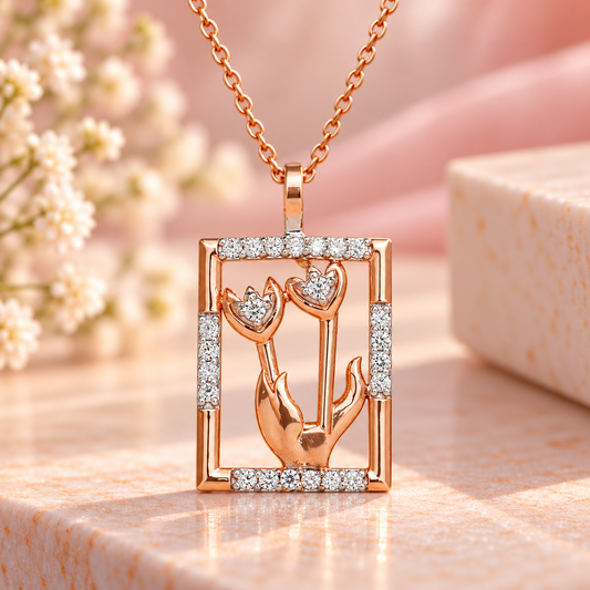 Fresh Flowers Touch Gold Chain and Pendant