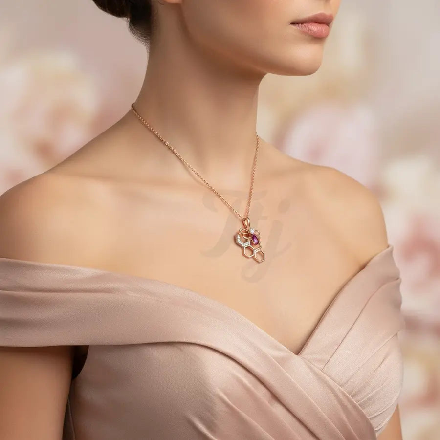 Violet Bee Gold Chain and Pendant
