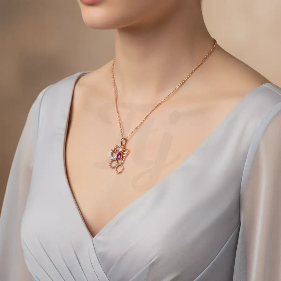 Violet Bee Gold Chain and Pendant