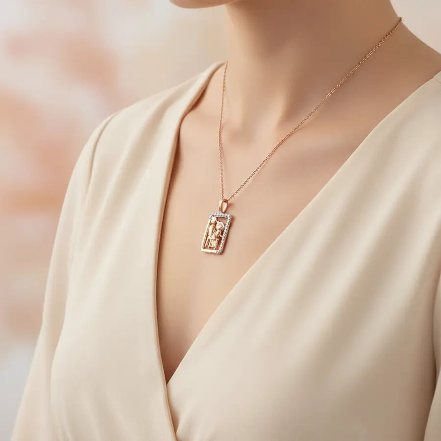Helping Grandma Step Gold Chain and Pendant