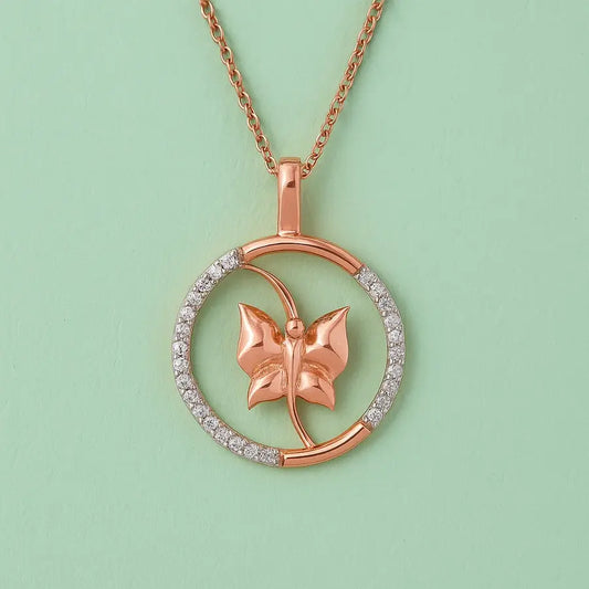 Butterfly Morning Dew Gold Chain and Pendant