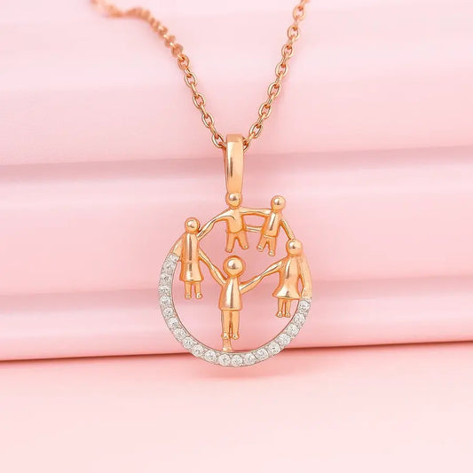 Together In Circle Gold Chain and Pendant