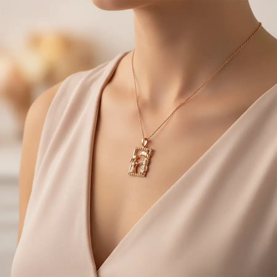 Grandma's Umbrella Care Gold Chain and Pendant