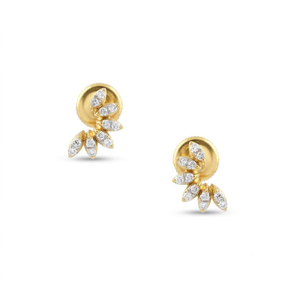 Half Bloom Diamond Gold Earrings
