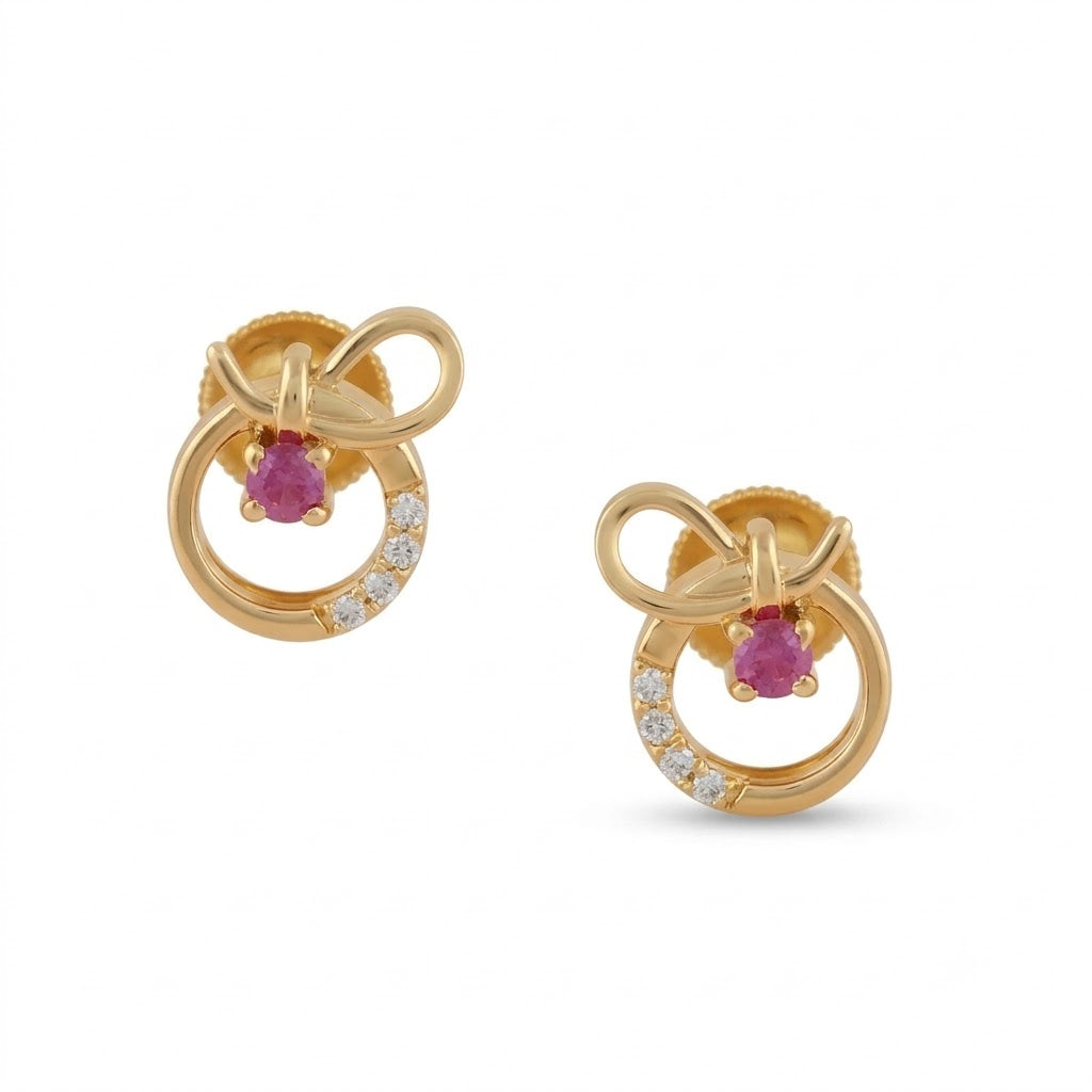 Gold Bow Circle Earring
