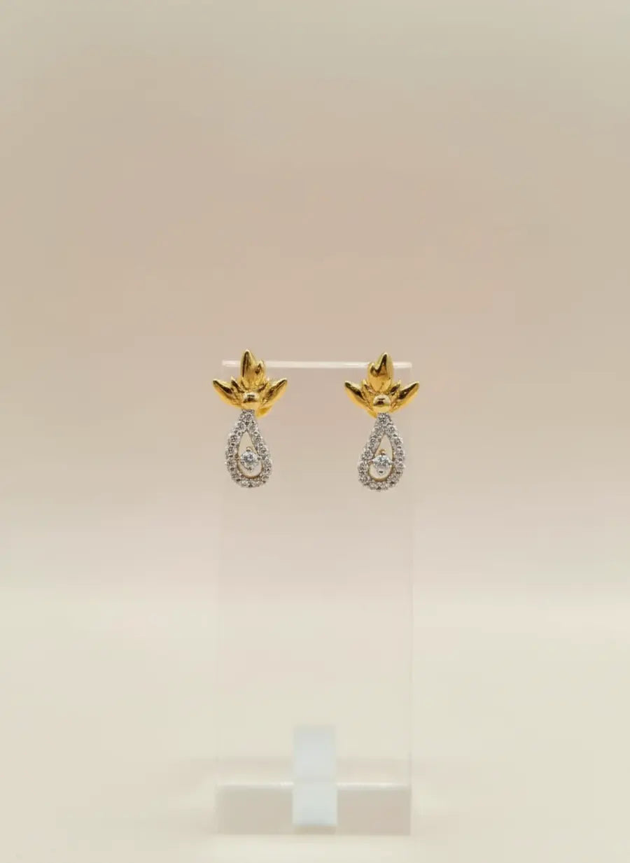 Lotus Dewdrop Gold Earrings