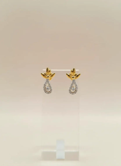 Lotus Dewdrop Gold Earrings