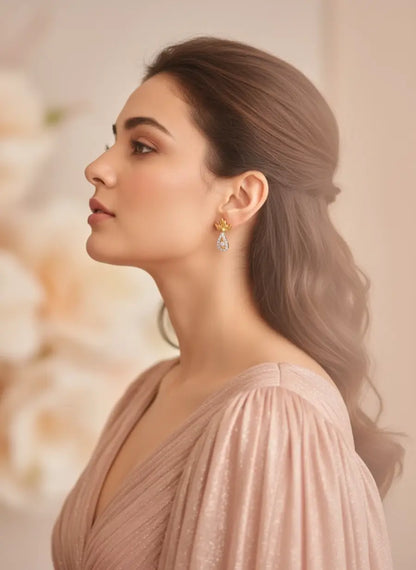 Lotus Dewdrop Gold Earrings