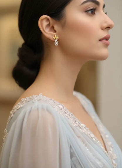 Lotus Dewdrop Gold Earrings