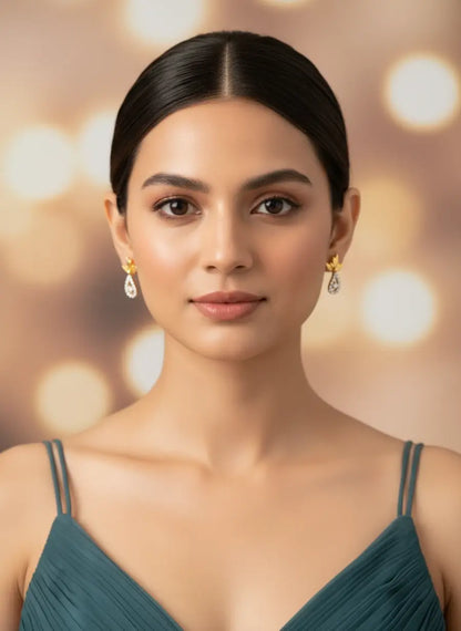 Lotus Dewdrop Gold Earrings