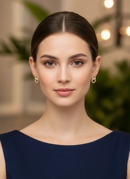 Dual Circle Harmony Gold Earrings