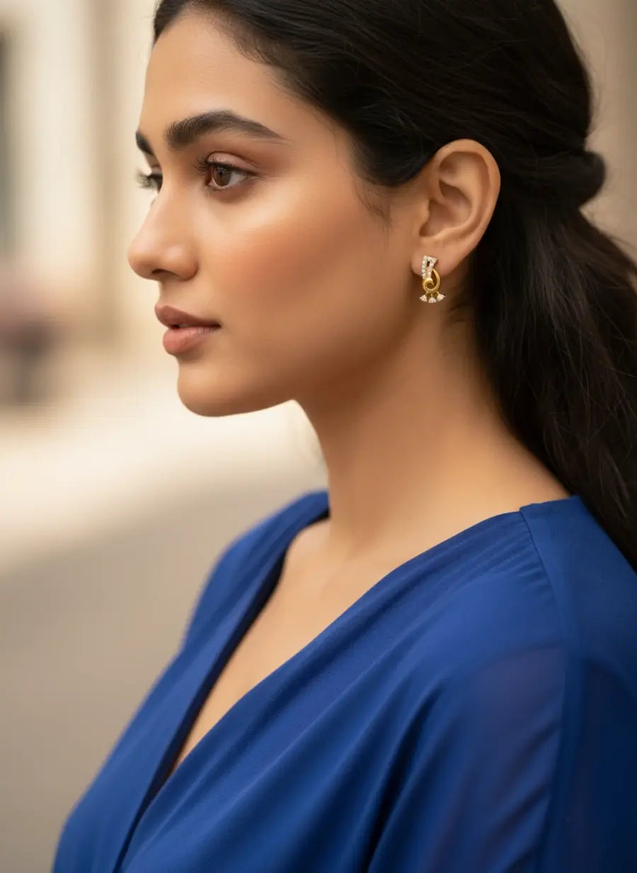 Peacock Grace Gold Earrings