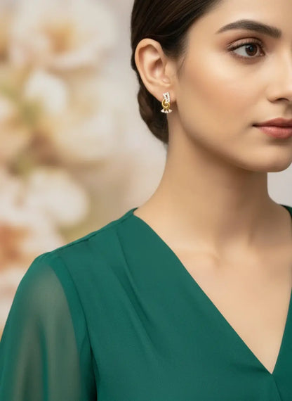 Peacock Grace Gold Earrings