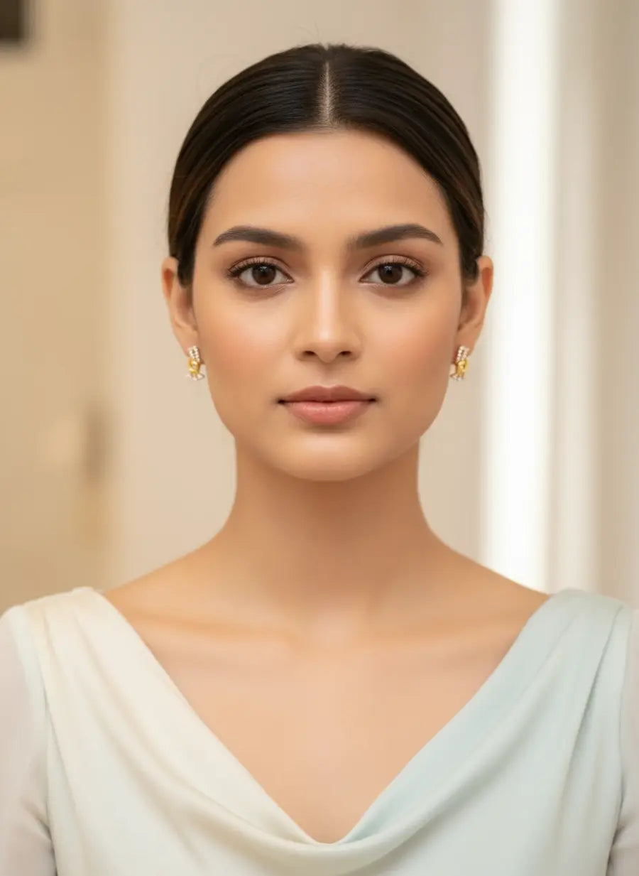 Peacock Grace Gold Earrings