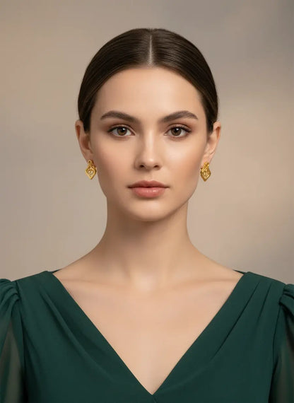 Golden Leaf Drop Earrings